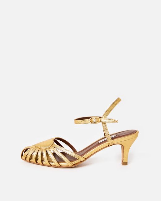 Anonymous Copenhagen Natural Keesha 55 Metallic Heels, Size 3