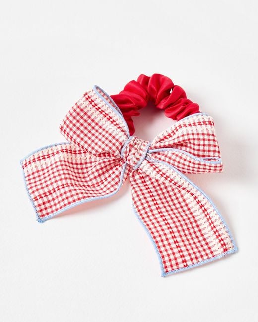Oliver Bonas Red Heather Check Bow Scrunchie