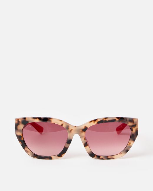 Oliver Bonas Pink Milky Faux Tortoiseshell Angled Cat Eye Acetate Sunglasses