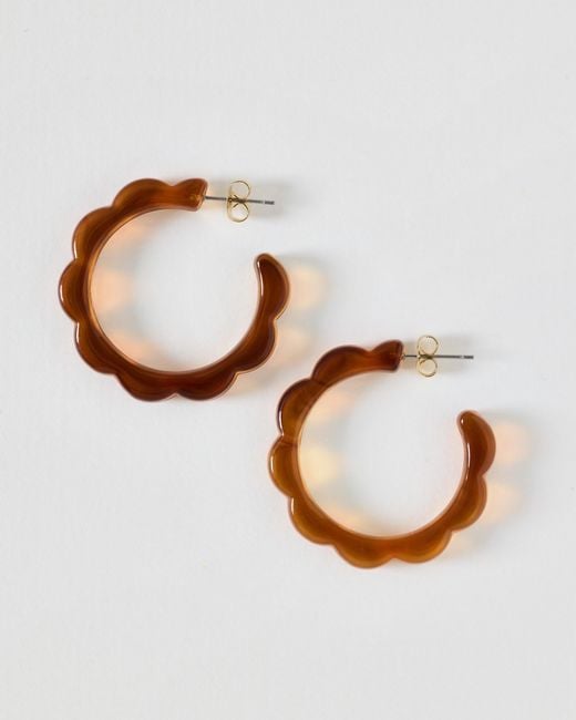 Oliver Bonas Metallic Molly Curve Edge Resin Hoop Earrings
