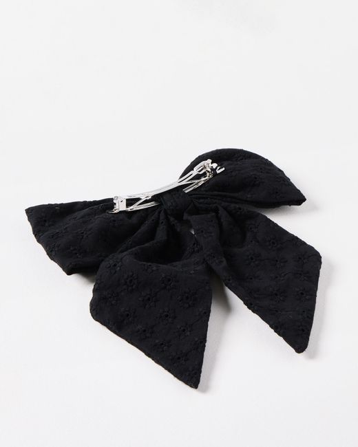 Oliver Bonas Black Etta Broderie Hair Bow