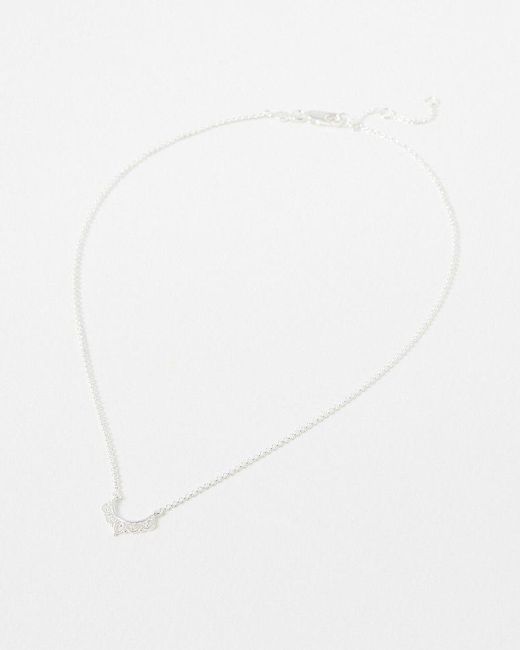 Oliver Bonas White Enfys Filigree Curve Charm Chain Necklace