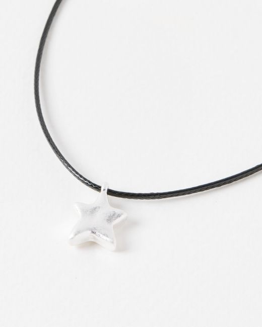 Oliver Bonas White Viola Corded Tone Star Necklace