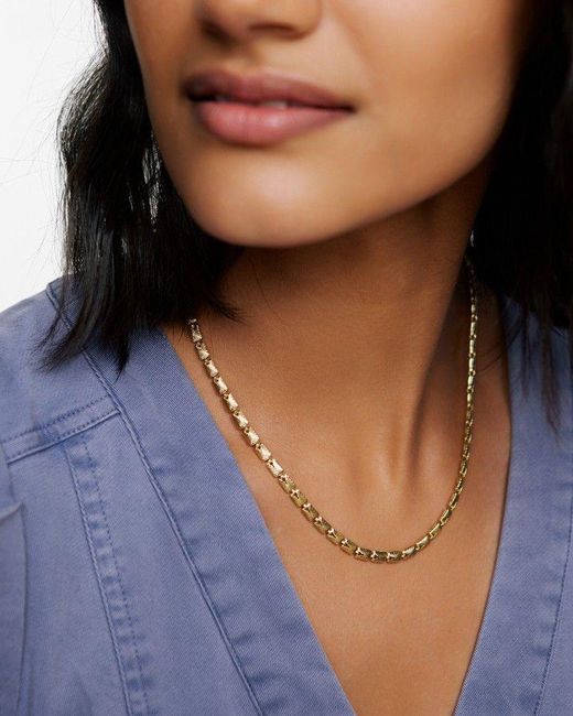 Oliver Bonas Natural Erica Textured Rectangular Plated Chain Necklace