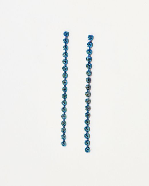 Oliver Bonas Blue Simone Circular Stone Drop Earrings