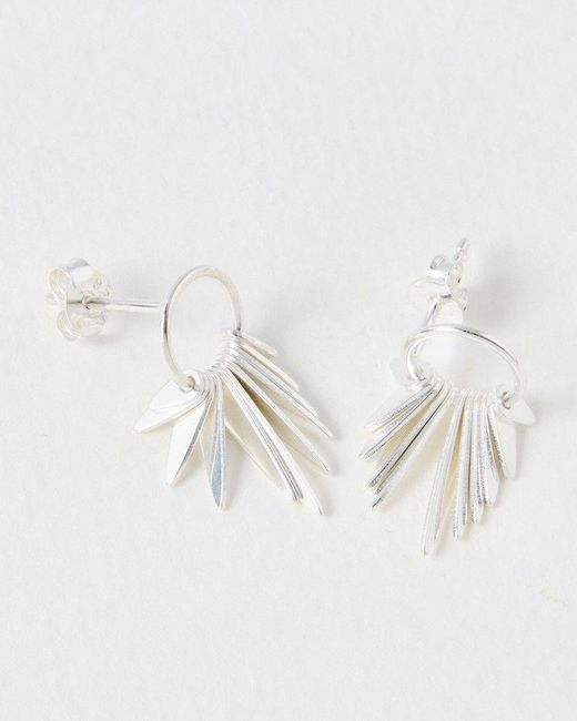Oliver Bonas White Aida Mini Fan Drop Earrings