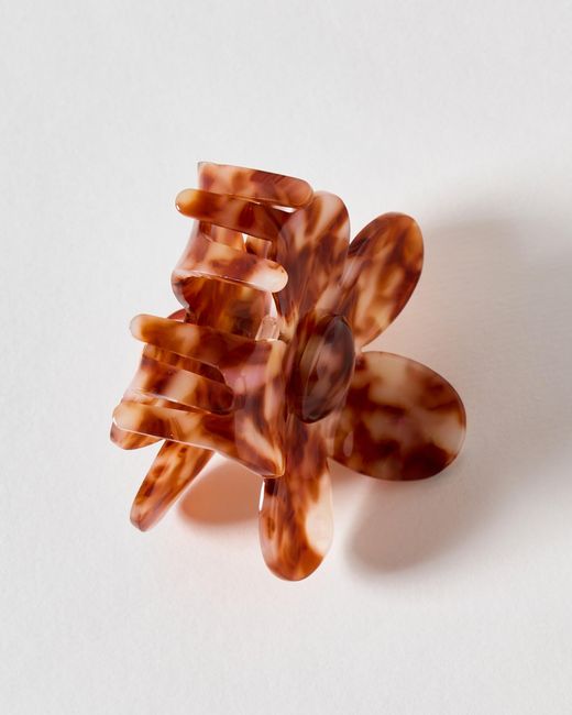 Oliver Bonas Brown Agnes Tort Resin Flower Claw Clip