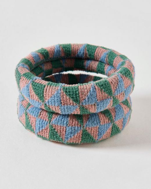 Oliver Bonas Green Devyn Geometric Hair Bands Set Of Two