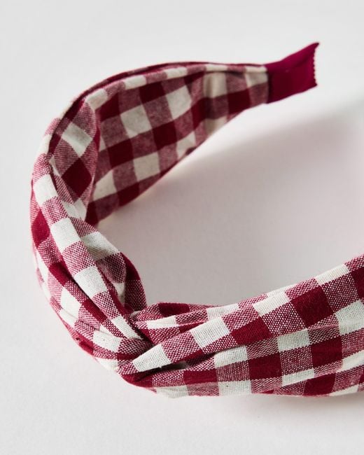 Oliver Bonas Pink Juliet Check Knot Headband