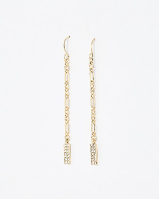 Oliver Bonas White Naomi Chain Drop Tone Hook Earrings