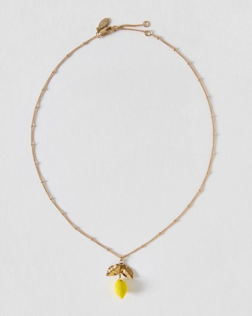 Oliver Bonas Metallic Lumi Lemon Pendant Chain Necklace