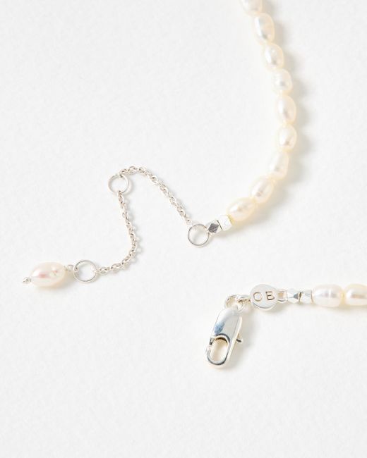 Oliver Bonas White Alice Silver Disc Beaded Pearl Necklace