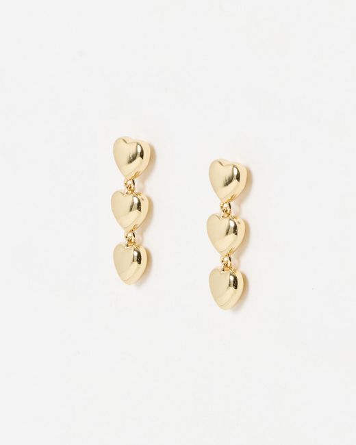 Oliver Bonas White Doris Tiered Tone Heart Drop Earrings