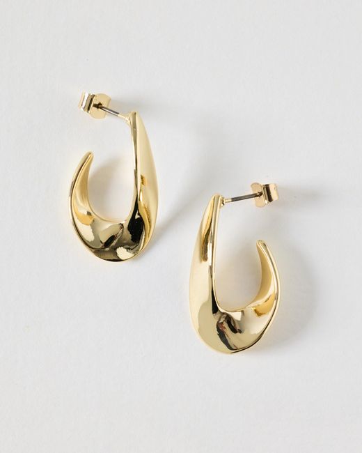 Oliver Bonas Metallic Audrey Tone Curve Hoop Earrings