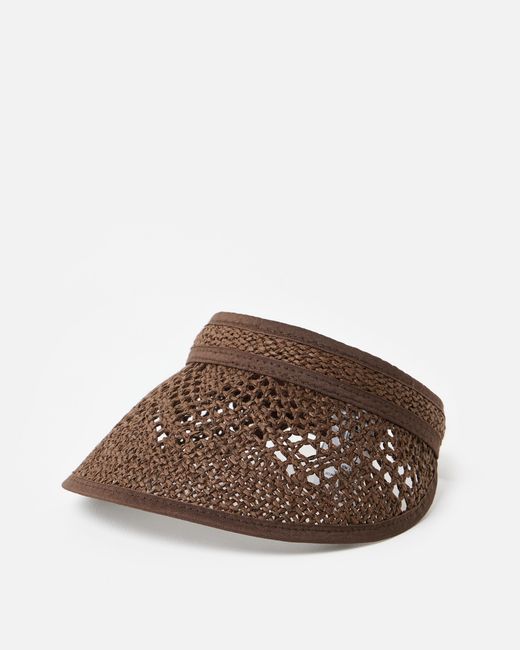 Oliver Bonas Brown Chocolate Open Weave Straw Sun Visor Hat