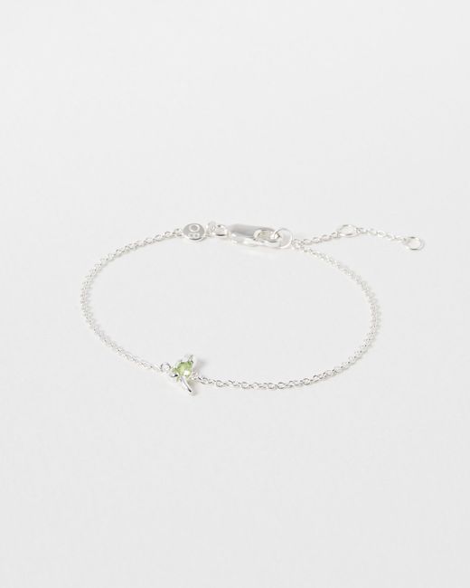 Oliver Bonas Natural Tyra T Rex Peridot Silver Chain Bracelet