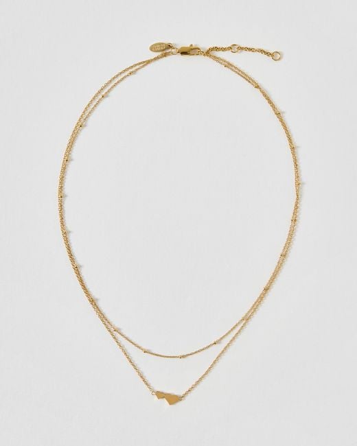 Oliver Bonas White Morgan Tone Waterproof Double Heart Charm Double Row Necklace