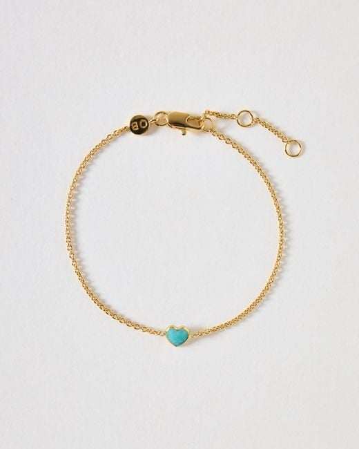 Oliver Bonas White Auden Amazonite Inlay Heart Charm Chain Bracelet