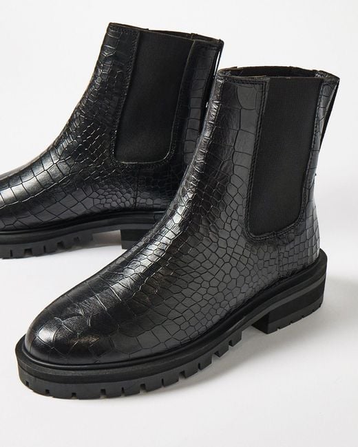 ASRA Black Clovie Croc Chelsea Boots, Size Uk 3