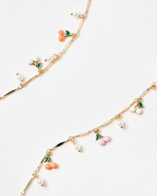 Oliver Bonas White Molly Cherry Charm & Faux Pearl Glasses Chain