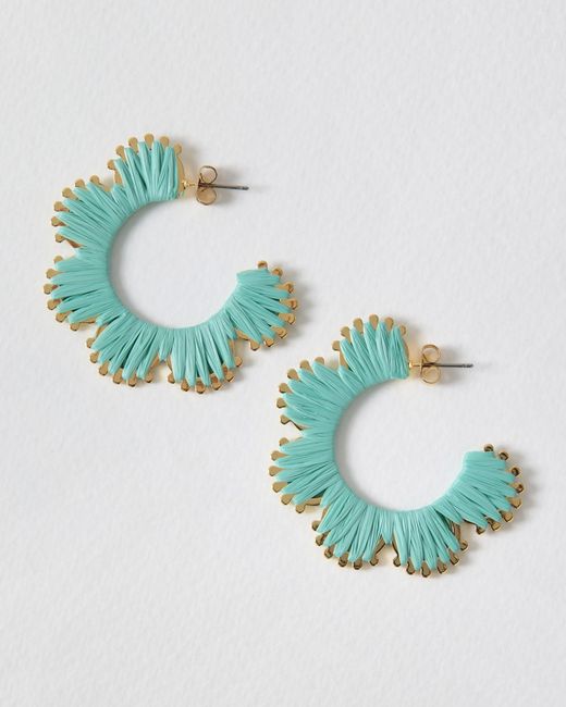 Oliver Bonas Blue Enya Woven Curved Edge Hoop Earrings