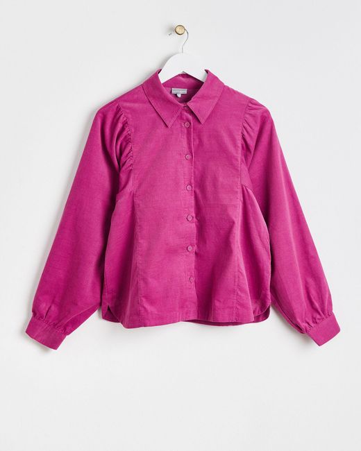 Oliver Bonas Pink Corduroy Pleated Sleeve Shirt, Size 18