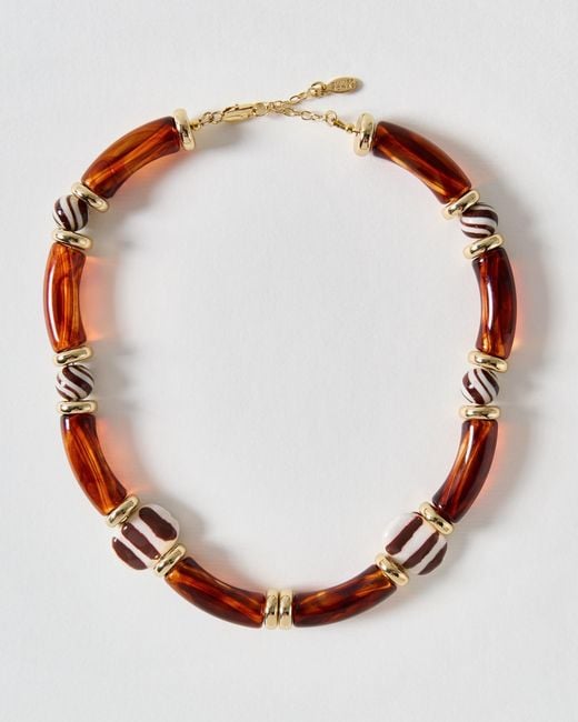 Oliver Bonas Pink Talia Resin Beaded Necklace
