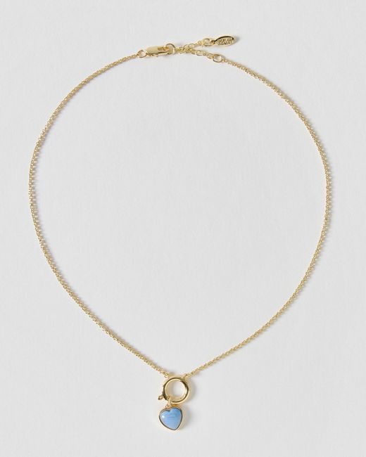 Oliver Bonas Metallic Liza Blue Resin Heart Pendant Chain Necklace