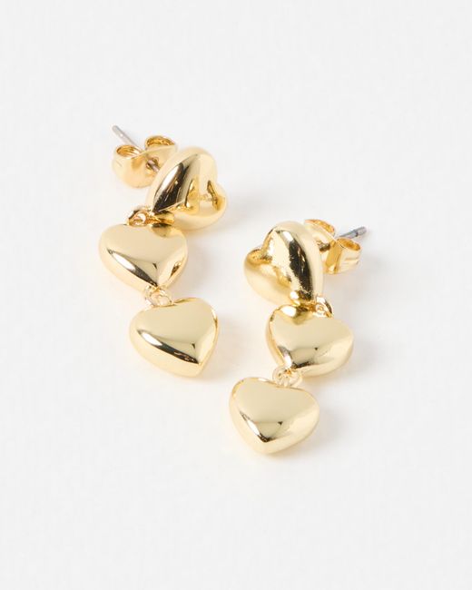 Oliver Bonas White Doris Tiered Tone Heart Drop Earrings