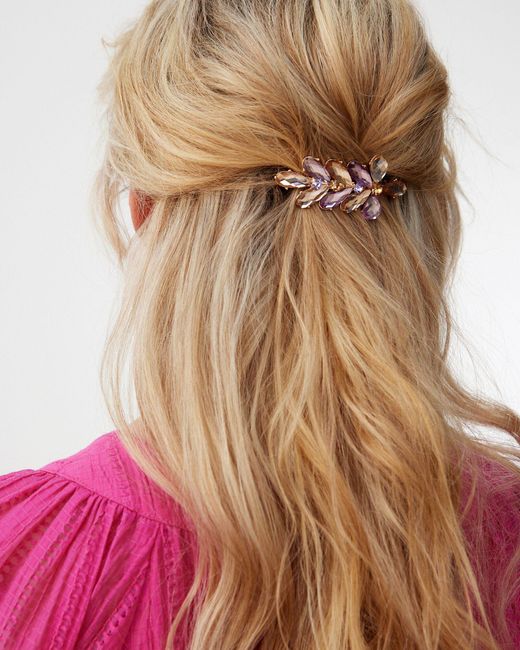 Oliver Bonas Multicolor Evie Pink & Purple Stones Floral Barrette Hair Clip
