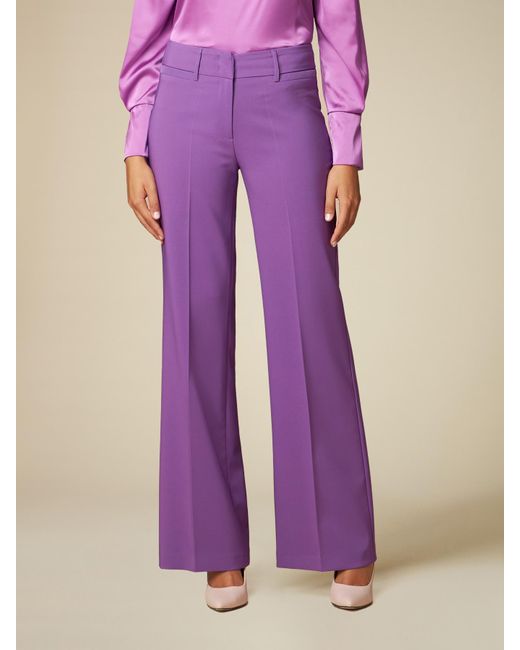 Pantaloni a palazzo in tessuto tecnico stretch di Oltre in Purple