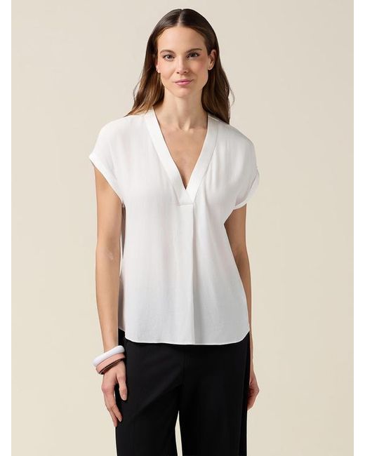 Blusa Bimaterica Con Maniche A Kimono Donna, Taglia di Oltre in White