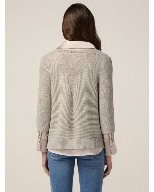 Maglia Lurex Misto Viscosa Donna, Taglia di Oltre in Natural