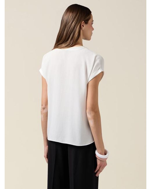 Blusa Bimaterica Con Maniche A Kimono Donna, Taglia di Oltre in White