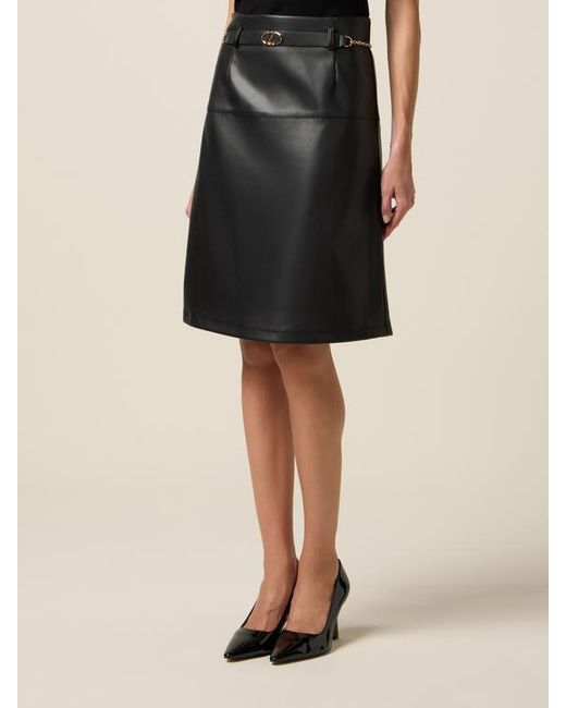 Gonna Linea Ad A Con Cintura E Catena Donna, Taglia di Oltre in Black