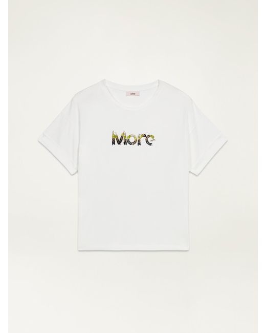 T-shirt con ricamo lettering di Oltre in White