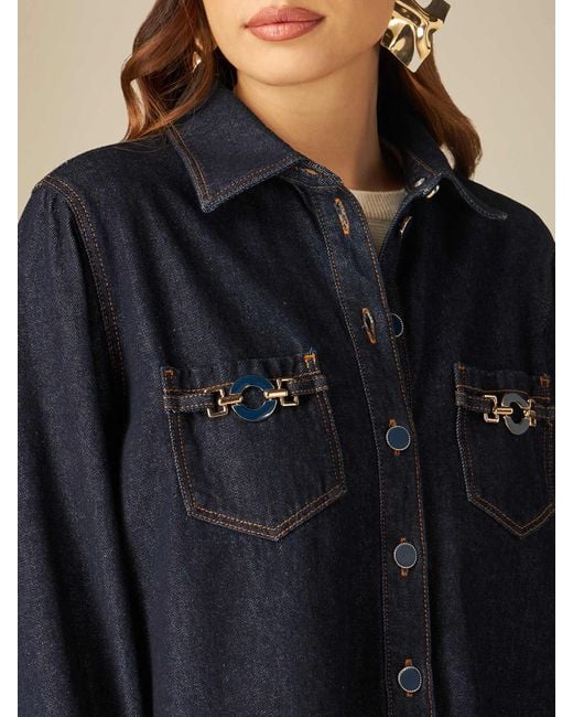 Camicia giacca in denim eco-friendly di Oltre in Blue