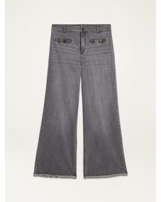 Jeans wide leg cropped eco-friendly a lavaggio di Oltre in Natural