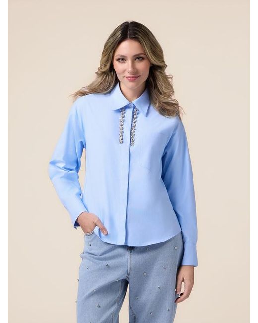 Camicia Con Ricamo Gioiello Donna, Taglia di Oltre in Blue