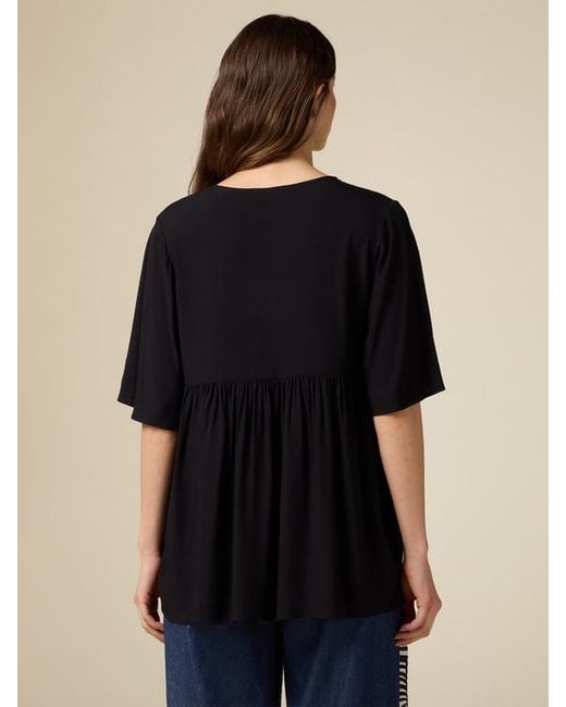 Maxi Blusa Con Profilo Bicolor Donna, Taglia di Oltre in Black