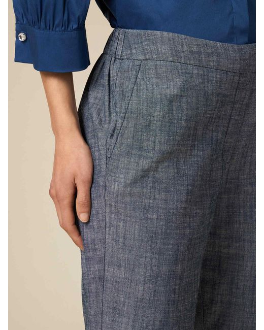 Pantaloni misto lino effetto denim di Oltre in Blue