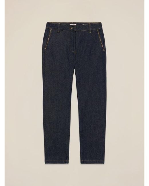 Jeans Regular Con Strass Donna, Taglia di Oltre in Blue