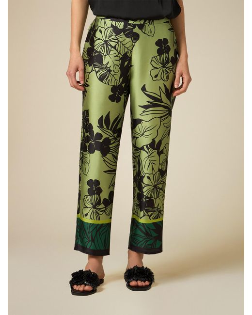 Pantaloni in raso fantasia di Oltre in Green