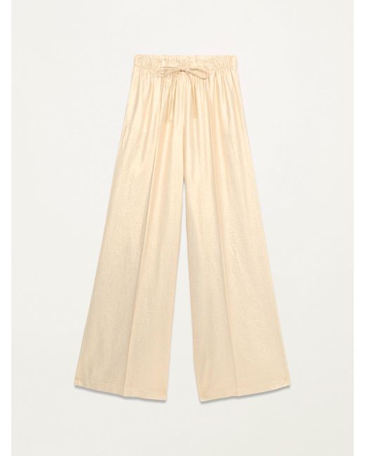 Pantaloni misto lino con stampa oro di Oltre in Natural