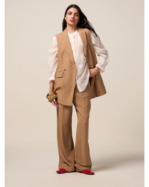 Gilet Fluido Misto Viscosa Donna, Taglia di Oltre in Natural