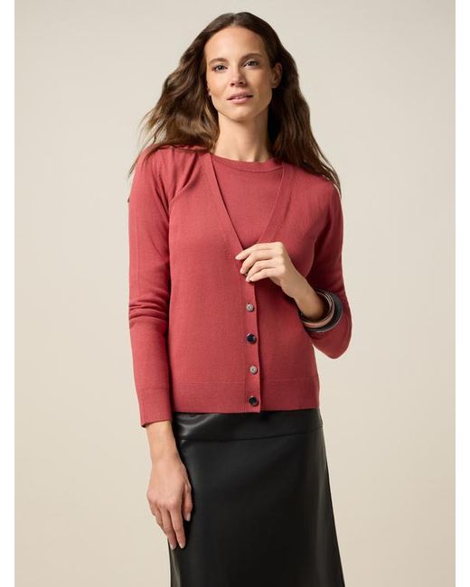 Cardigan Scollo A V Misto Viscosa Donna, Taglia di Oltre in Rosso