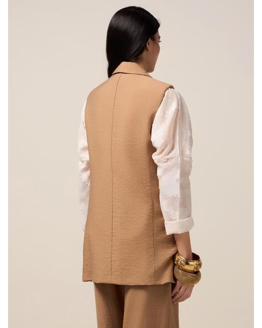 Gilet Fluido Misto Viscosa Donna, Taglia di Oltre in Natural