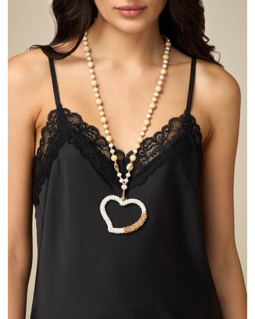 Collana Con Ciondolo A Cuore Donna, Taglia di Oltre in Black