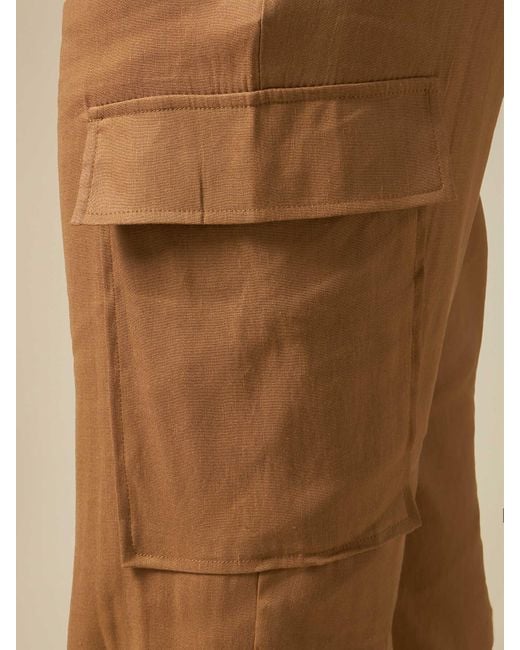 Pantaloni cargo misto lino di Oltre in Natural