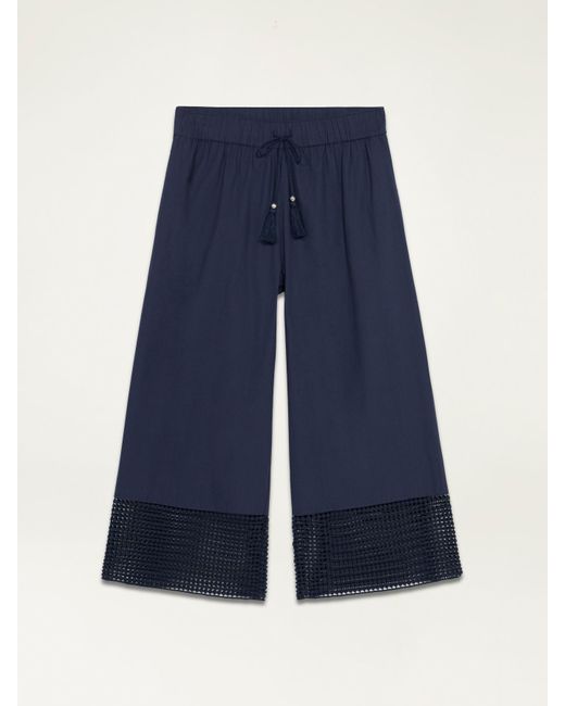 Pantaloni cropped con inserti in macramé di Oltre in Blue